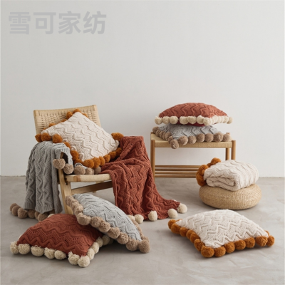 New Four Seasons Nordic Blanket Class A Ball Chenille Living Room Knitted Blanket Sofa Blanket Pillow Fan TASS