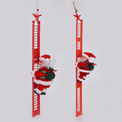 Red Ladder Rope Climbing Electric Music Santa Claus Climbing Ladder Christmas Gift Christmas Decorations Doll Ornaments