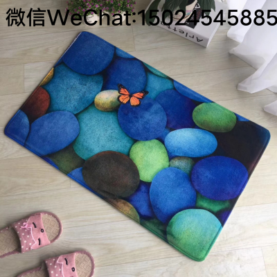 Flannel Printed Mat Bathroom Water-Absorbing Non-Slip Mat Home Doorway Floor Mat Door Mat Bedroom Carpet