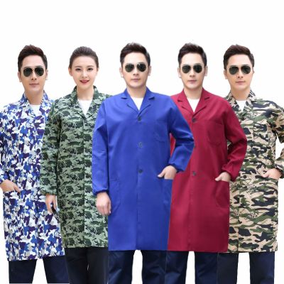 Men's and Women's Long Blue Gown Work Clothes Blue with Long Sleeves Porter's Clothes Camouflage Work Clothes Dustproof Clothes Labor Protection