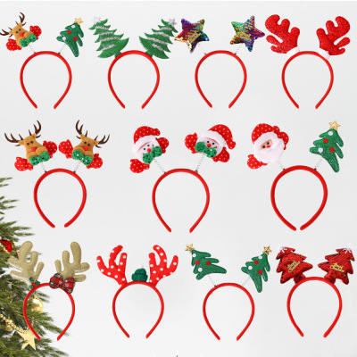 Amazon New Christmas Headband Christmas Elk Head Buckle Antlers Headband Christmas Decoration Party Dress up Headwear