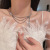 Pink Yiren Fashion Brand Bow Pearl Asymmetric Tassel Necklace Female Ins Cute Classic Style Clavicle Chain