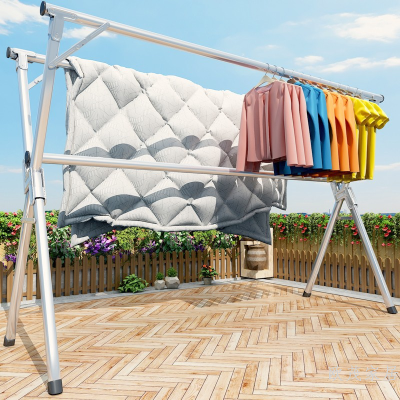 Folding Clothes Hanger Floor Indoor Home Balcony Bedroom Stainless Steel Outdoor Cool Telescopic RodType Quilt Fantastic