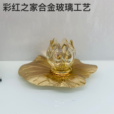 Affordable Luxury Style Personalized Mini Small Candlestick Lotus Leaf Dining Table Candlelight Dinner Candlestick Props