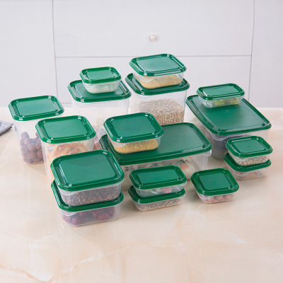 Fresh-Keeping Box Transparent Box Ten Seven-Piece Refrigerated Sealed Crisper with Lid 17PCs Snack Storage Box