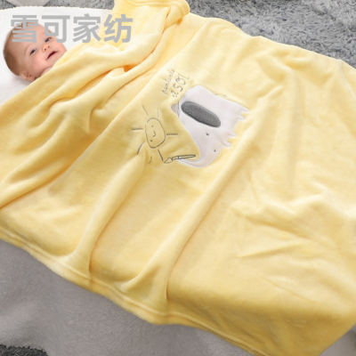 Flannel Embroidered Blanket Baby Blanket Cover Blanket Coral Fleece Blanket Soft Office Nap Blanket Comforter Blanket