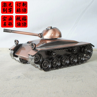 Metal Manual Spot Welding Manufacture Iron Electroplating Tank Cannon Rotatable Track Movable Tank Model Ornament 