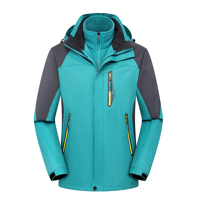 三合一户外冲锋衣加厚防风保暖校服工作服团体服印制可拆卸黄拉链