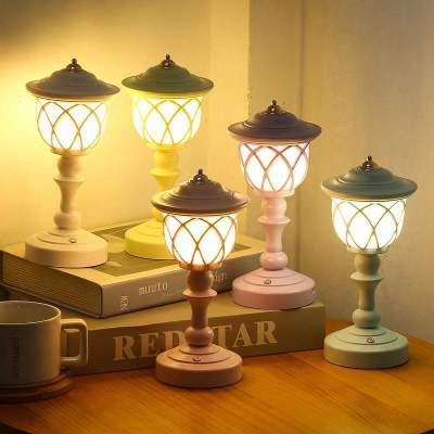 Retro Simple Reading Lamp Student Creativity Eye Protection Small Night Lamp Nordic Romantic Bedroom Rechargeable LED Small Night Lamp