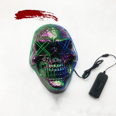Halloween New Luminous Mask Color Plating Skull Ghost Luminescent Light Cross-Border Party Supplies Horror Mask