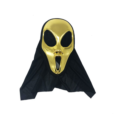 Halloween Electroplating Alien Mask Head Cover Mesh New Party Supplies Cross-Border Hot Resurrection Horror Mask