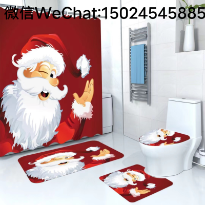 Christmas Bathroom Water-Absorbing Non-Slip Mat Toilet Four-Piece Carpet Combination Set Floor Mat Bath Mat Foot Mat