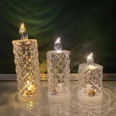Acrylic Transparent Rose Pattern Projection Refraction Candle