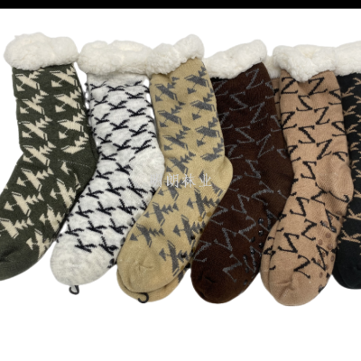 Men's Room Socks Thick Warm Indoor Non-Slip Classic Geometric Pattern Best Selling Europe South America Factory Direct Sales