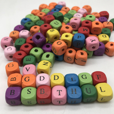 10 * 10mm Color Square Wooden Bead Letter Square Beads Scattered Beads DIY Jewelry Bracelet Bracelet Accessories