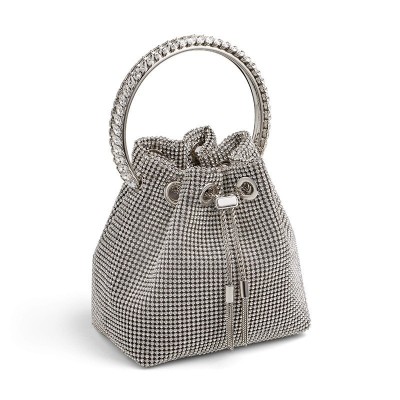 Three-Dimensional Pocket High-Grade Solid Color Pull-Belt Bucket Type Small Hard Handle Bucket Bag Golden Cosmetic Bag Dinner Bag