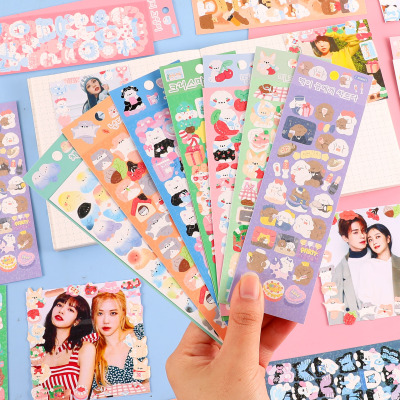 Wholesale Cartoon PVC Korean Stickers Material Ins Style Stationery Stickers Journal Stickers Gifts for Classmates