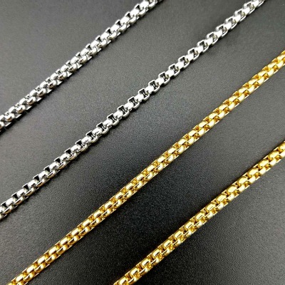 and America Cross Border Stainless Steel Vacuum Color Retention Vacuum Vapor Plating 18K Gold Square Pearl Necklace
