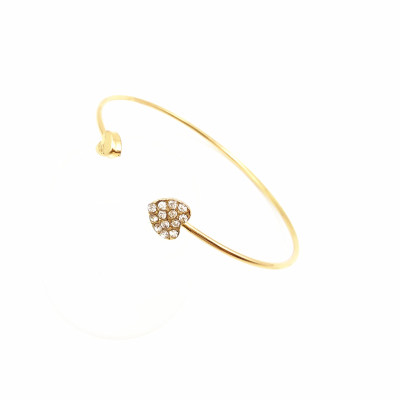 Full of Diamond Heart-Shaped Bracelet Simple Korean Style Peach Heart Gold-Plated Open Bracelet EBay Hot Sale for Women