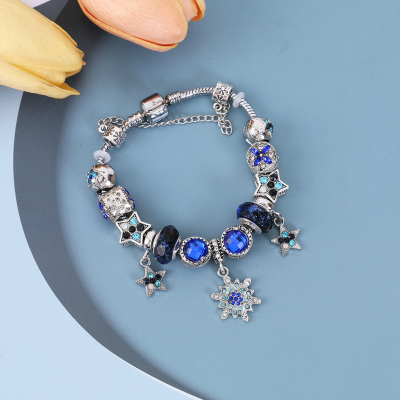Panjia Wandering on the Clouds Blue Snowflake Starry Sky Romantic Pendant Five-Pointed Star with Diamond All-Match Fashion Women's Bracelet Wholesale