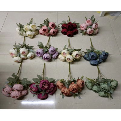 6-Head Rich Peony Simulation Home Decoration Artificial Flowers