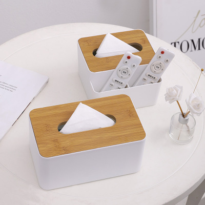 Wholesale Minimalist Creative Wooden Tissue Box Living Room Home Multifunctional Remote Control Storage Napkin Paper Extraction Box