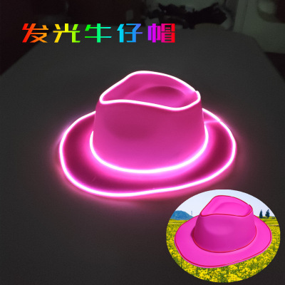 Factory Direct Supply Luminous Western Cowboy Hat Fedora Hat Stage Performance Cool LED Multi-Color Colorful Luminous Hat