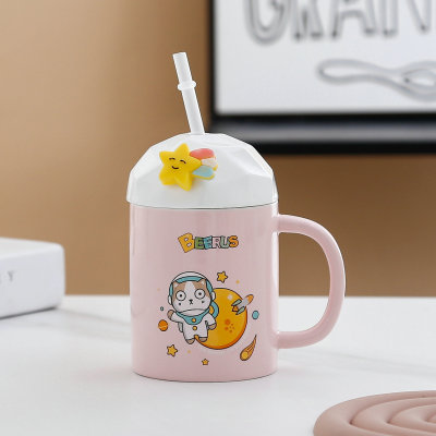 Cartoon Authorization Bilus Ceramic Cup Food Grade Soft Silicone Cup With Straw