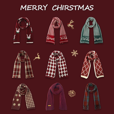 Red Christmas Gift New Artificial Cashmere Scarf Women's Winter Shawl Thickened Trendy All-Match Scarf Wholesale Ins