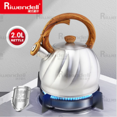 2L Stainless Steel Food Grade 304 Whistling Kettle Wooden Anti-Scald Handle Induction Cooker Gas Stove Universal