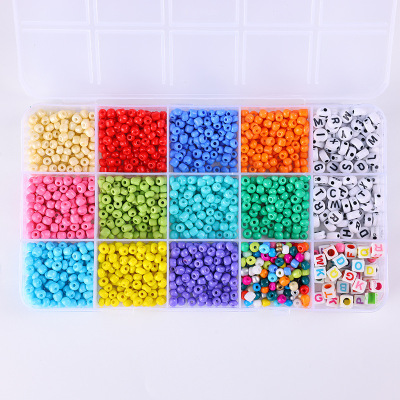 Creative Children's Beaded Toys Set Girl DIY Handmade Puzzle String Beads Necklace Bracelet 15 Grid Set Box