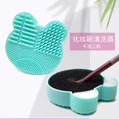 Cat Head Pad for Washing Brush Makeup Brush Cleaning Box Eye Shadow Brush Mickey Dry Cleaning Sponge Box Beauty Tools Silicone Cleaning Pad