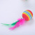 Pet Cat Toy Ball Rainbow Ball plus Feather Eva Colorful Ball Cross-Border Factory in Stock Wholesale Pet Supplies