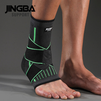 JINGBA SUPPORT 0147A Elastic Nylon Ankle Support Compression Knitted Ankle Sleeve with Strap Ankle Guard Socks
