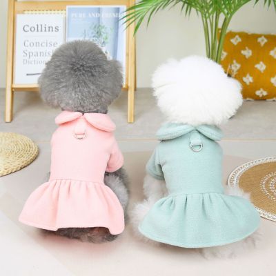 2022 Solid Color Kafuu Traction Skirt Pet Thermal Supplies Autumn and Winter Dog Clothes Wholesale Pet Supplies