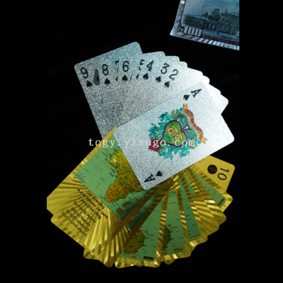 Tourist Souvenirs Custom Pattern Playing Cards Gold and Silver Color Luxury