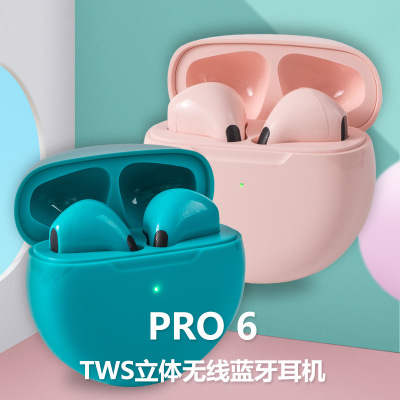 New PRO6 Bluetooth Headset 5.0 Sports Mini TWS Binaural Audio Factory Wholesale Cross-Border Foreign Trade
