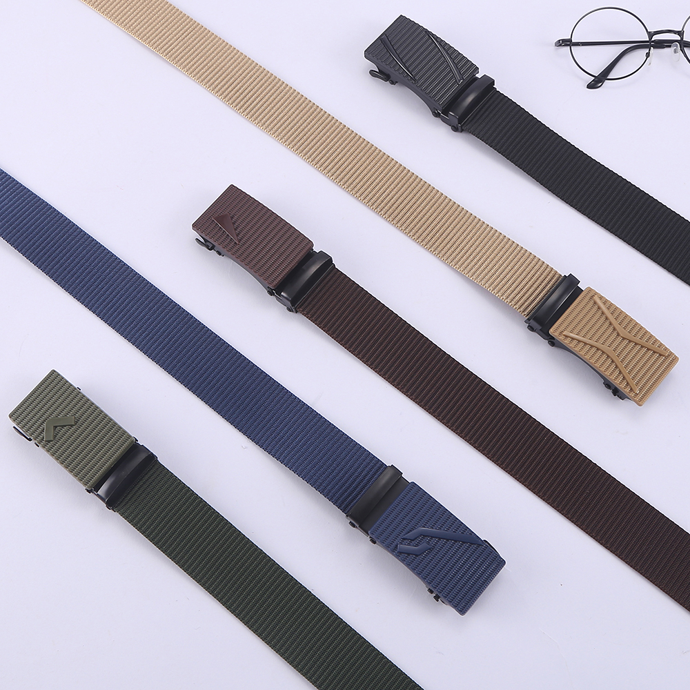 男士休闲自动皮带时尚简约无标裤带编织牢固尼龙帆布腰带现货批发
