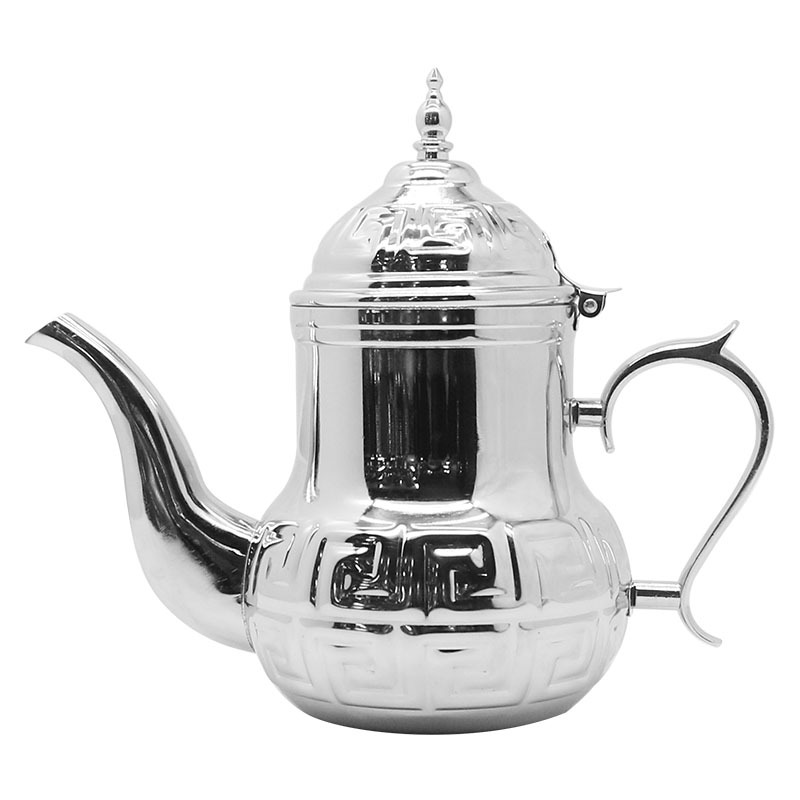 HZ534万字花纹壶，锌合金手柄镀铬，高光镜面工艺壶，阿拉伯茶壶