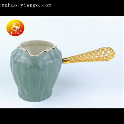 Ceramic Side Handle Diamond Coffee Pot