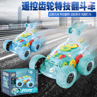 Transparent Gear Stunt Dumper Colorful light Standing Spin Toy Vehicle 360 degree Rolling Rotation Stunt Car