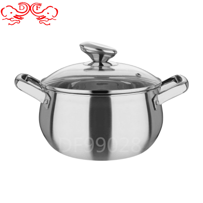 Sanding Pearl Pot Stainless Steel Soup Pot Pot with Two Handles Stainless Steel Milk Pot Cooking Pot Multi-Function Pots