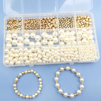 Hot Selling DIY Bracelet Necklace Spacer Beads Metal Scattered Beads 15 Grid 720 Pieces Boxed Pearl Set Combination