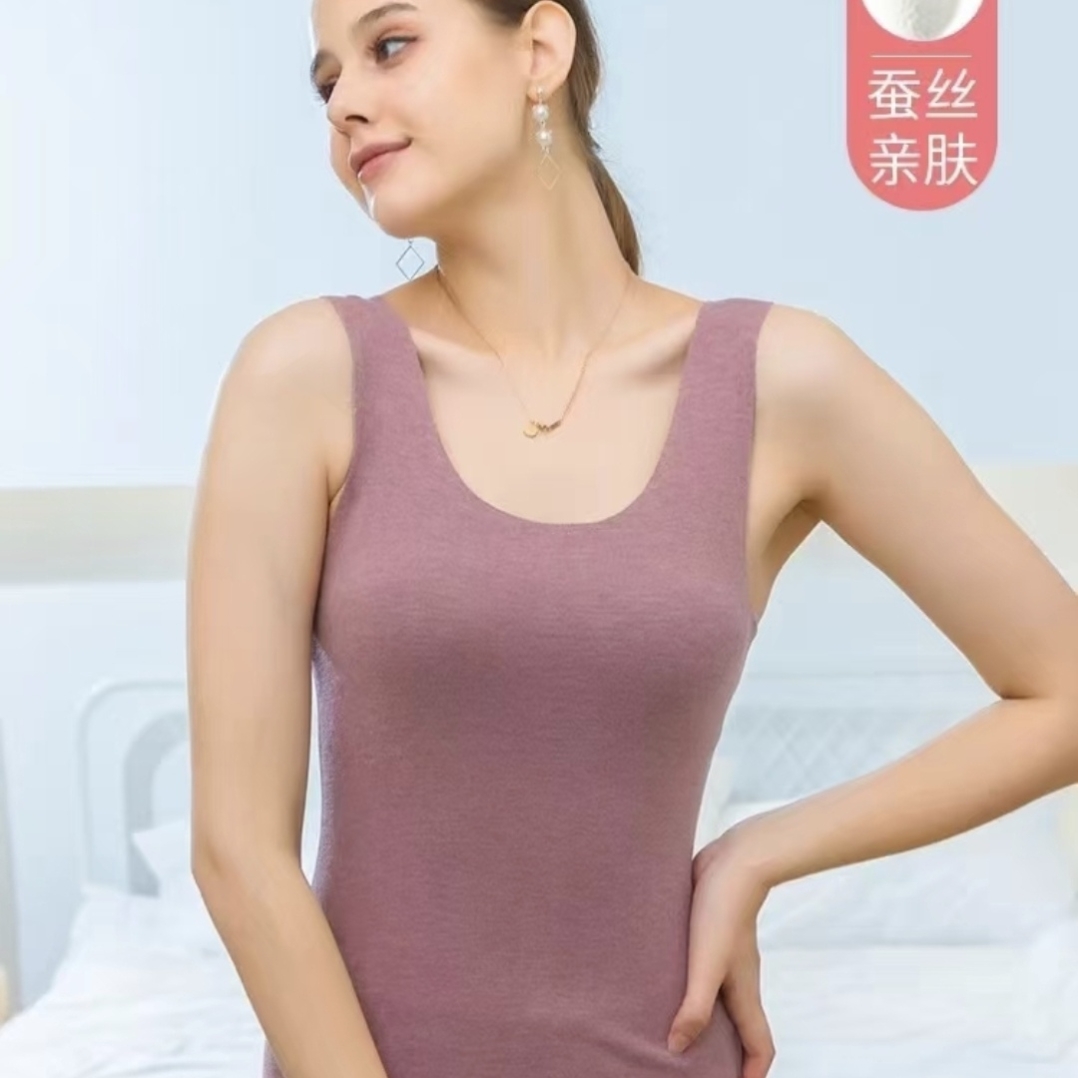 羊绒蚕丝德绒无痕随心裁背心恒温保暖内衣秋冬新款女装