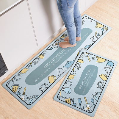 Modern Minimalist Kitchen Floor Mat Oil-Proof Stain-Resistant Erasable Washable Foot Mat Non-Slip Long Household Carpet