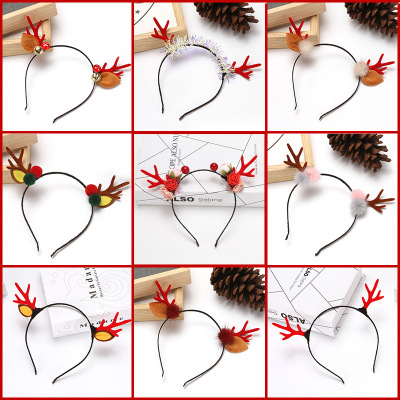 2021 New Christmas Antlers Headband Simulation Berries Branch Headband Funny Photography Christmas Headwear in Stock