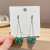 Vintage Crystal Emerald Love Heart Earrings Temperament Entry Lux Ear Clip High-Grade Long Earrings Exaggerated Magnificent Ear Stud