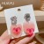 This Year's Unique New Jelly Powder Love Heart Earrings Zircon Resin Stud Earrings Female Summer High Sense Girly Heart-Shaped Earrings