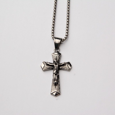 Japanese, Korean, European and American Cross Pendant Street Hip-Hop Fashion Portrait All-Match Necklace Personality Men's and Women's Necklaces