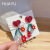 Woven Love Heart Flowers Earrings Niche Design Earrings 2022 New Trendy Girl Heart Long Earrings for Women Summer